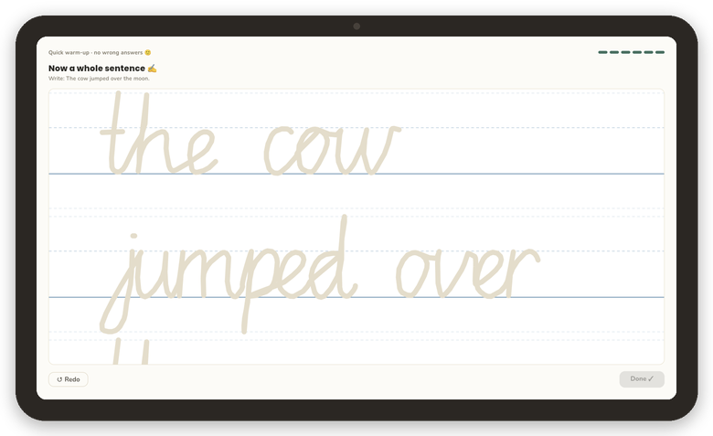 Writing a whole sentence in cursive